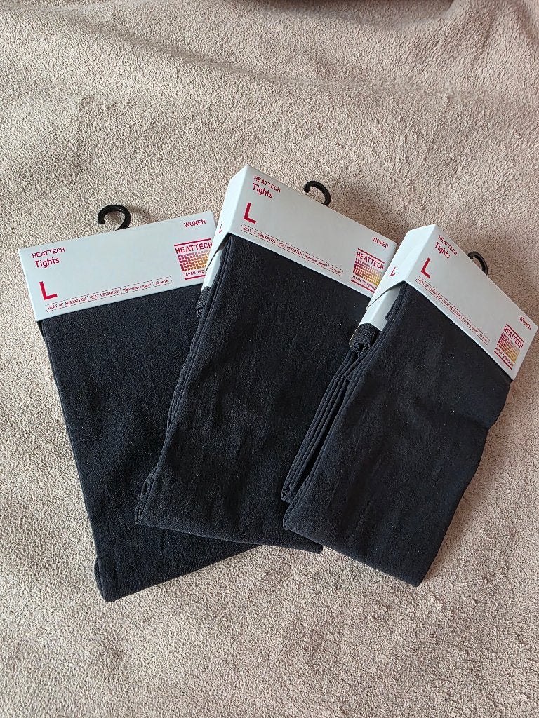3 donkergrijze Uniqlo heattech panty's in maat L, Kleding | Dames, Nieuw, Maat 40/42 (M), Ophalen of Verzenden, Grijs