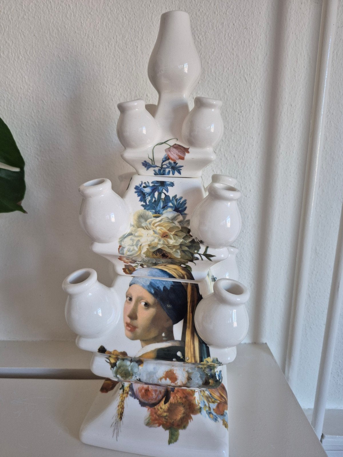 Delfts Blauwe Tulpenvaas met Meisje met de Parel, Antiek en Kunst, Antiek | Vazen, Ophalen