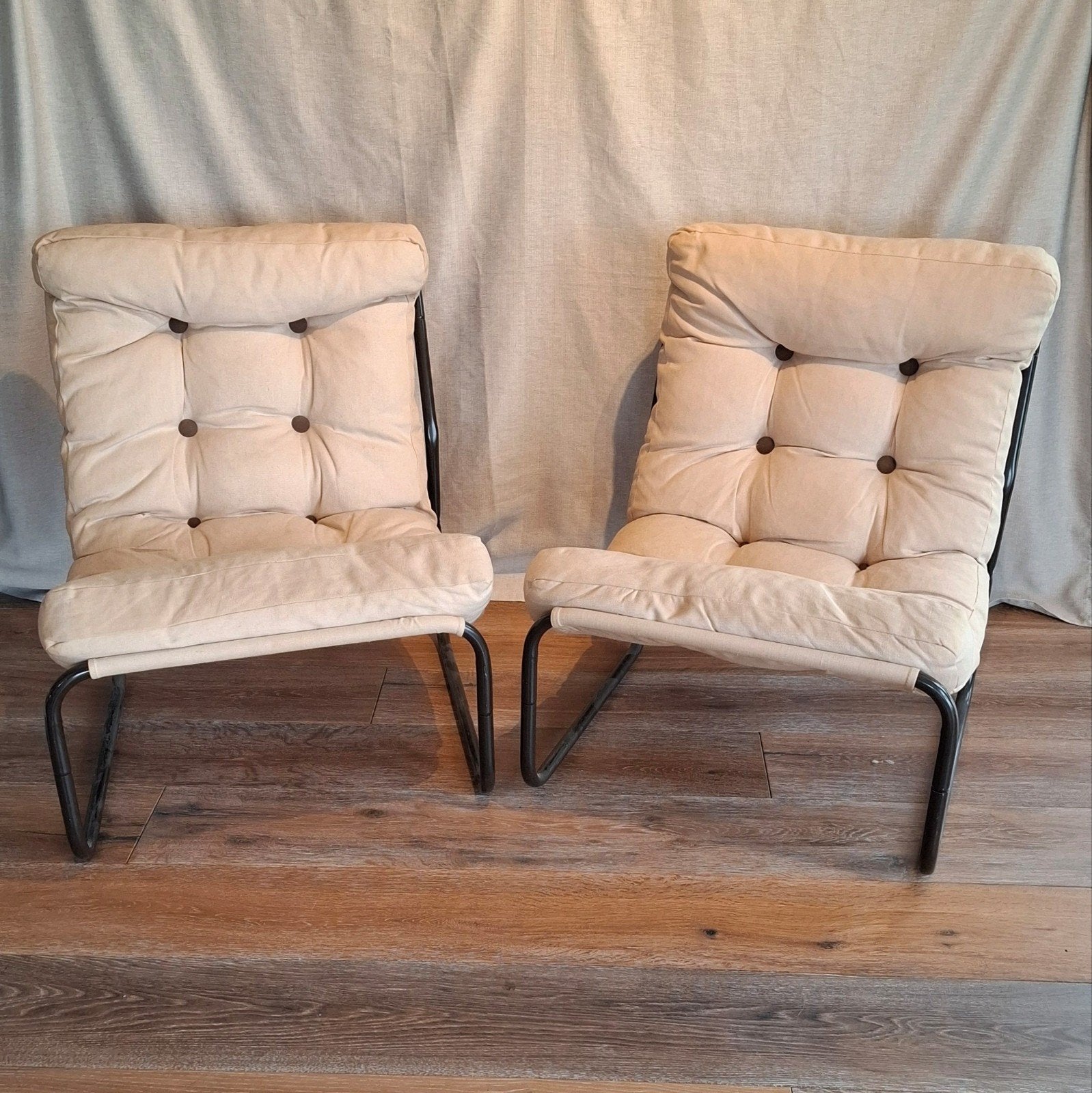 Twee Vintage Ikea Pixi Loungestoelen, Gebruikt, Minder dan 75 cm, Ophalen of Verzenden, Stof