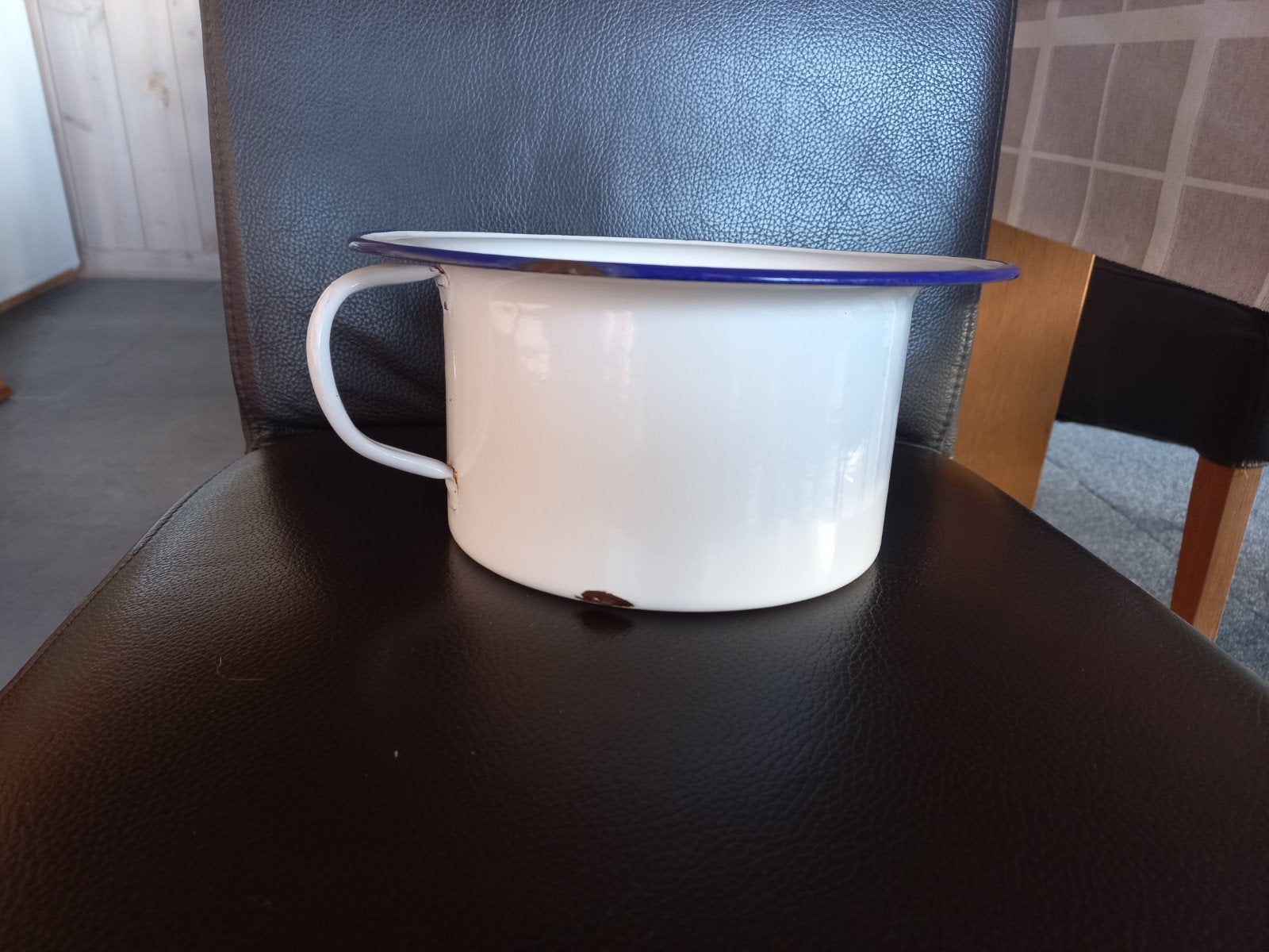 Vintage geëmailleerde po en ondersteek/bedpan, Ophalen of Verzenden