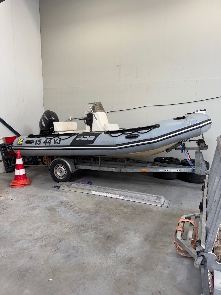 Rib zodiac pro 70 pk suzuki 4 takt en pega trailer, Watersport en Boten, Rubberboten, Gebruikt, 70 pk, Zodiac, Buitenboordmotor