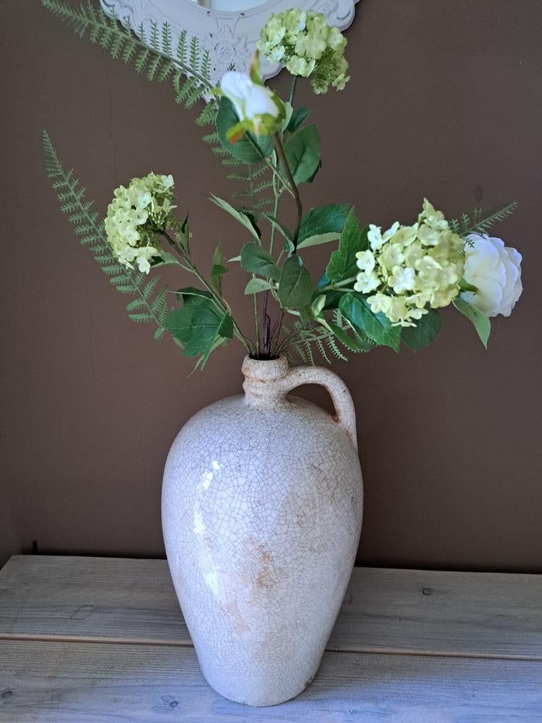 Super leuke kruik inclusief bloemen, Huis en Inrichting, Woonaccessoires | Vazen, Overige kleuren, Aardewerk of Porselein, Ophalen of Verzenden