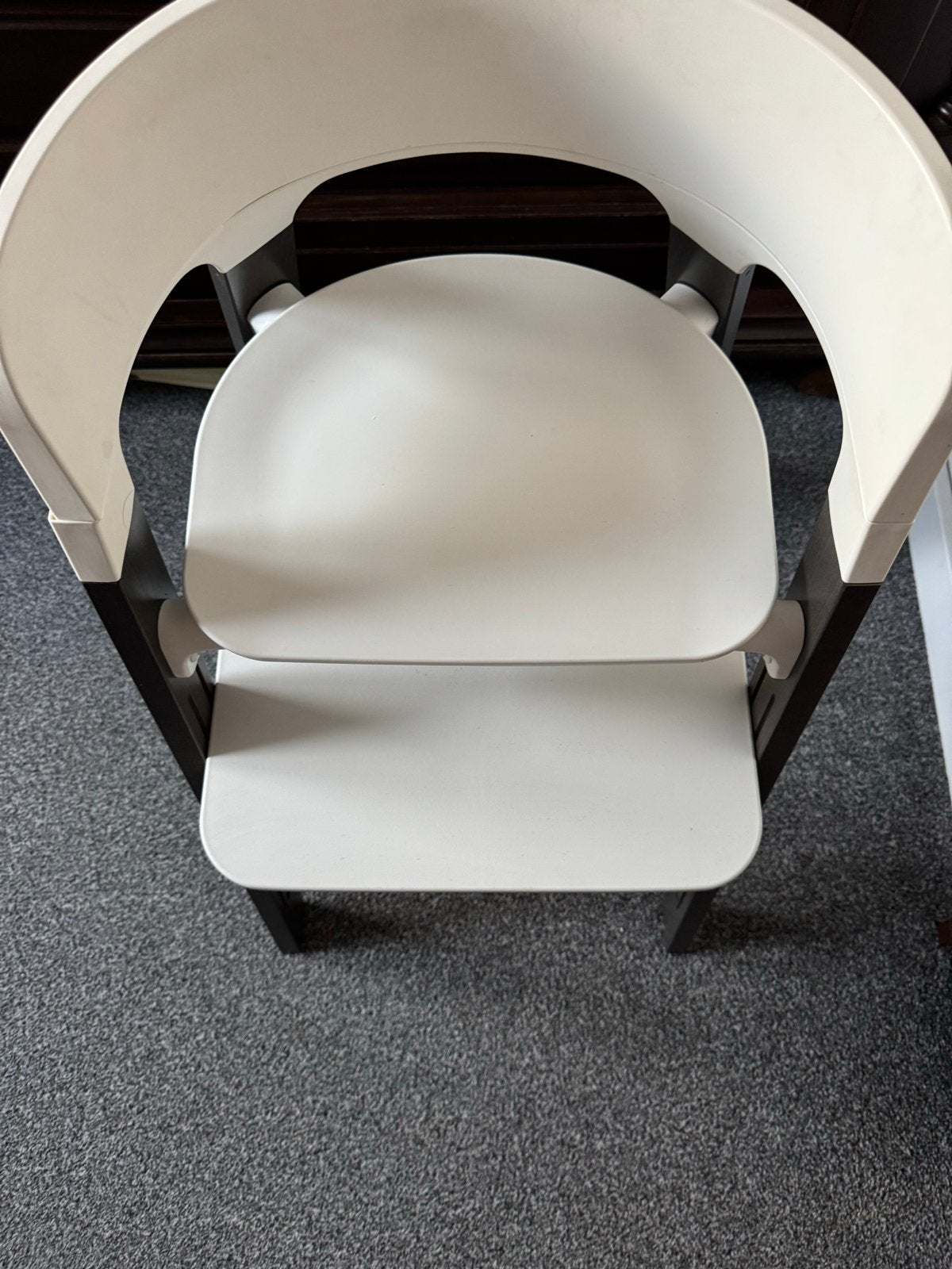 Stokke Steps Meegroeistoel met Bouncer - Wit/Zwart, Ophalen of Verzenden, Gebruikt, Meegroeistoel, Gordel(s)