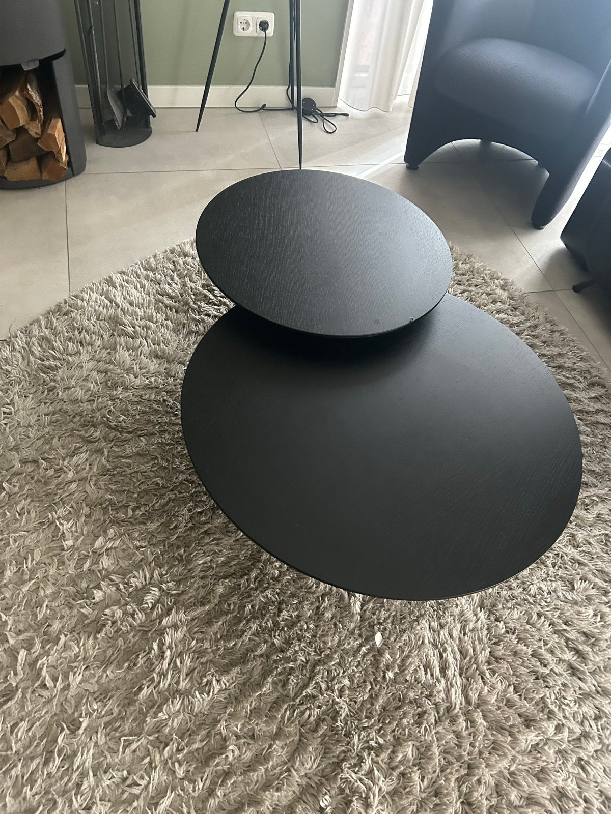 2x Zwarte Ronde Salontafels - 60 en 80 cm, Ophalen, Zo goed als nieuw, Rond, 50 tot 100 cm