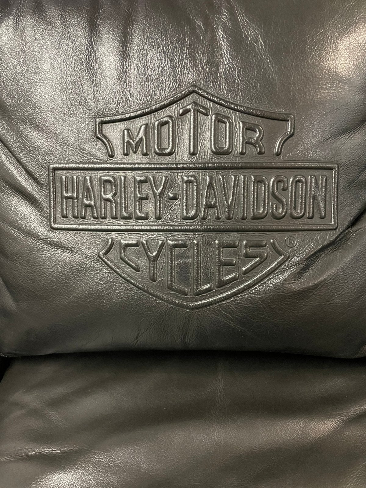 Zwarte leren Harley Davidson bank, Ophalen, Gebruikt, Stoer, Minder dan 75 cm