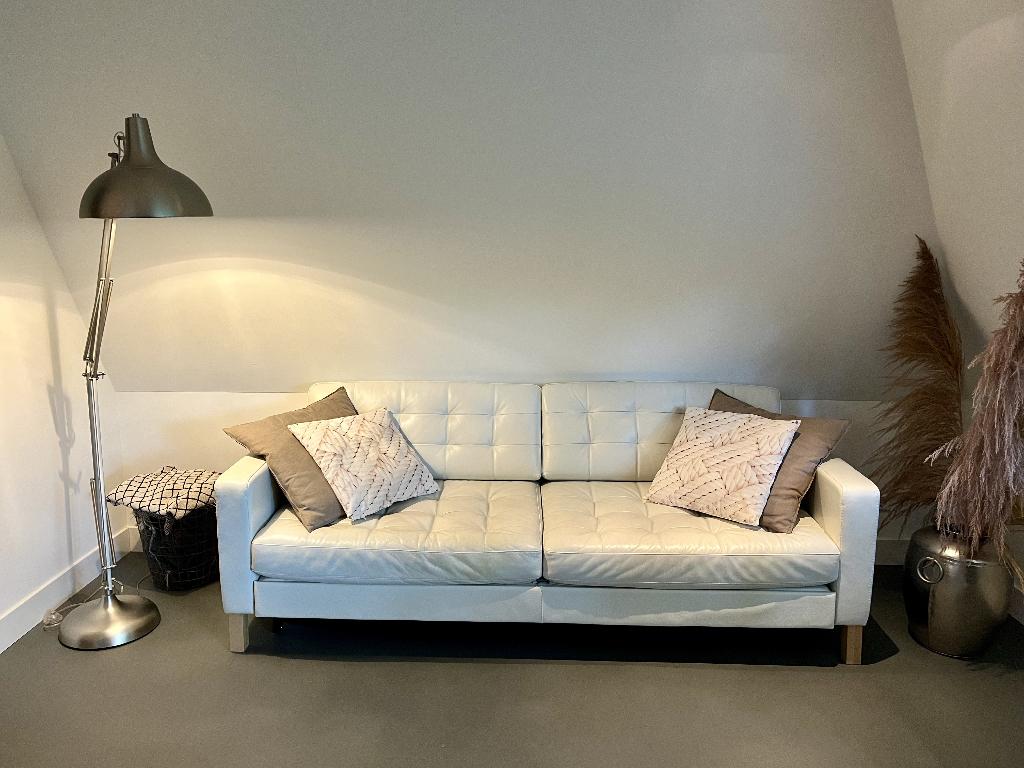 IKEA 3-zits slaapbank wit kunstleer, Ophalen, Gebruikt, 90 cm, Wit