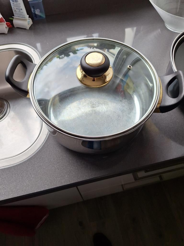 RVS Kookpan met Glazen Deksel, Ophalen, Gebruikt, Rvs, Kookpan of Snelkookpan