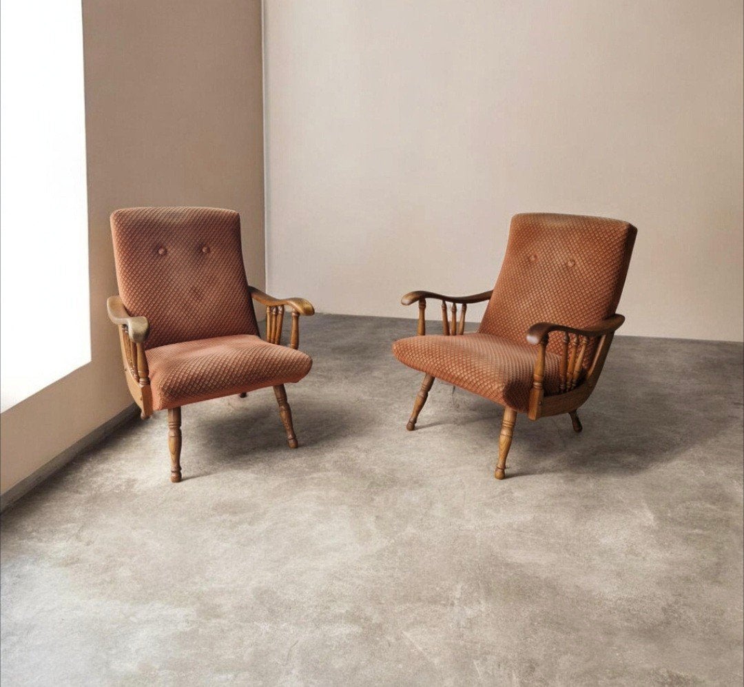 2 Vintage fauteuils jaren 50 vintage fauteuil retro stoel, Ophalen of Verzenden, Huis en Inrichting