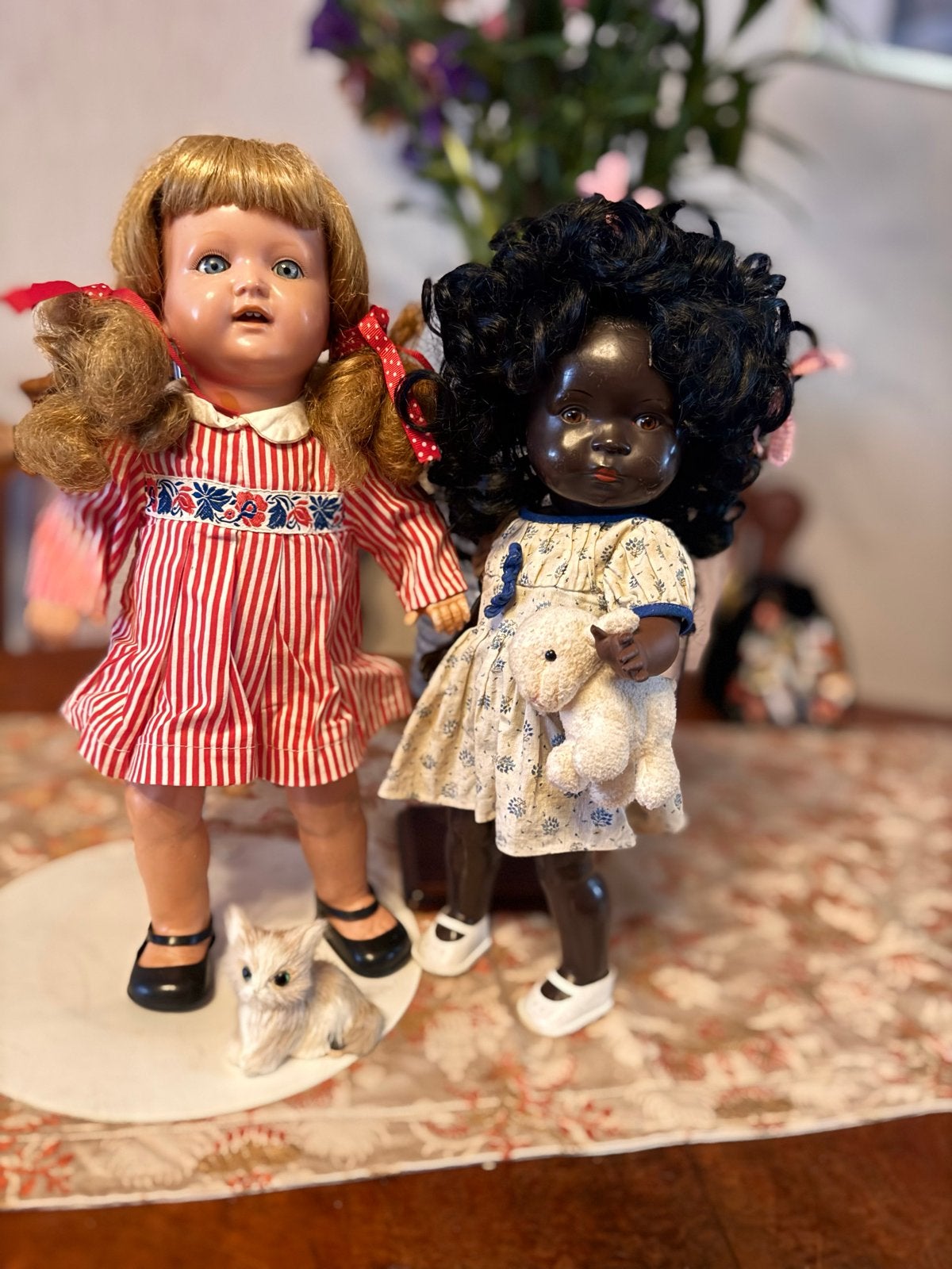 Antieke Schildkrot poppen uit 1930 - Blondine & Brunette, Ophalen of Verzenden, Gebruikt, Pop