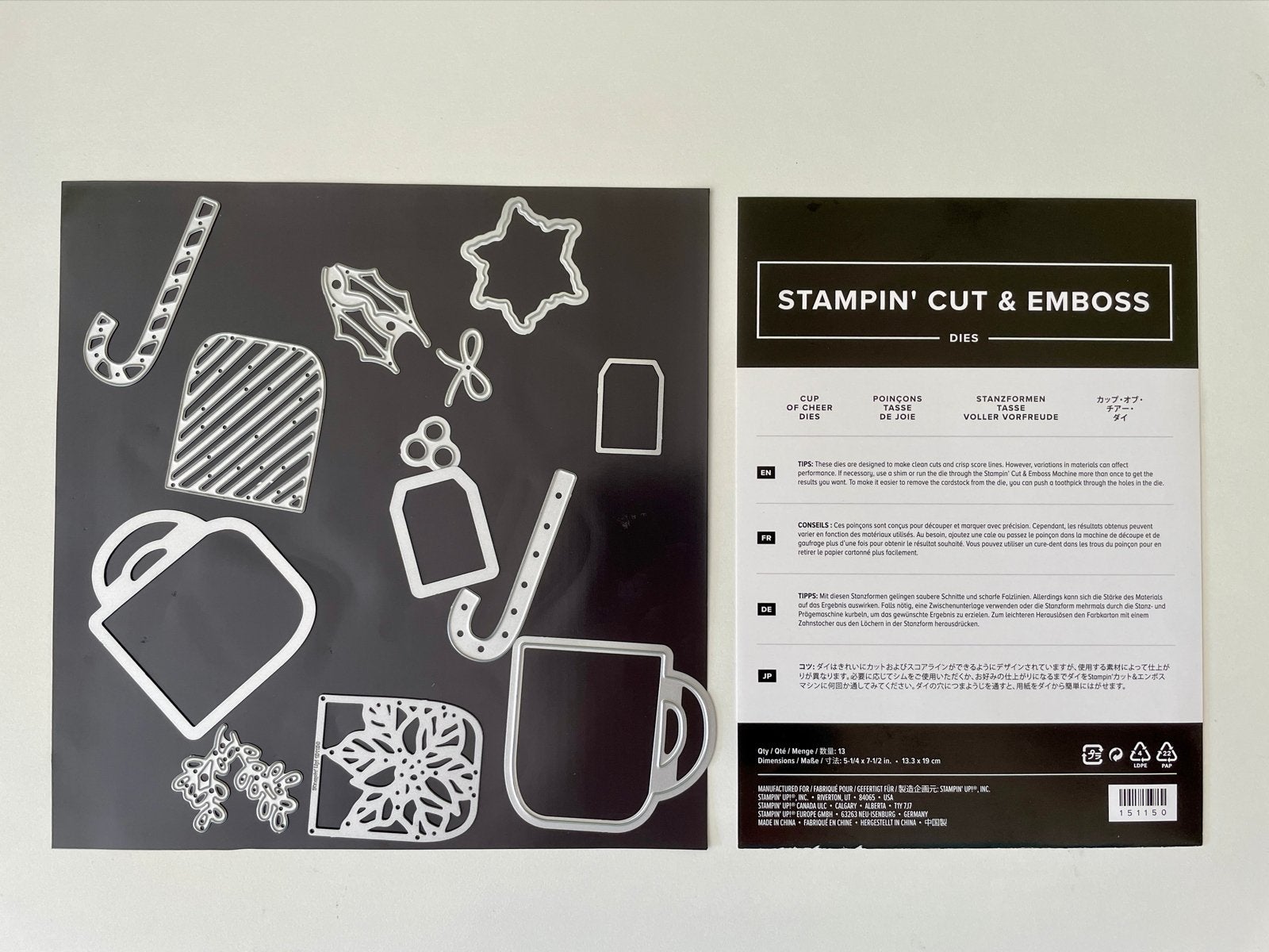 Stampin' Up! Cup of Cheer Dies - Kerst Stansmallen, Hobby en Vrije tijd, Zilver, Gereedschap of Toebehoren, Zo goed als nieuw