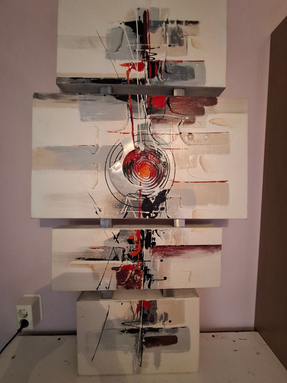 Modern abstract schilderij 4 luik, Antiek en Kunst, Ophalen