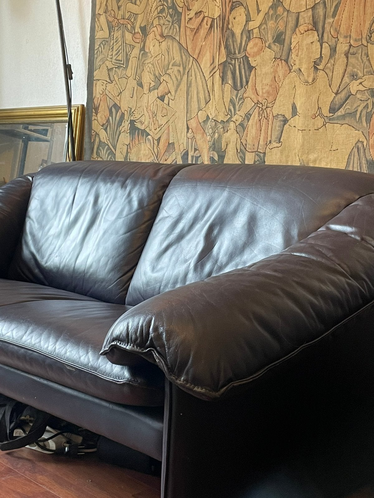 Leren tweezitsbank, Ophalen, 150 tot 200 cm, Tweepersoons, 75 tot 100 cm