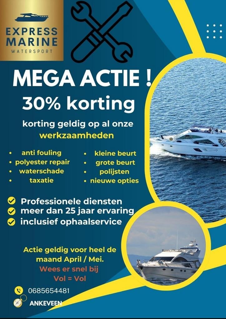 Onderhoud buitenboordmotor en boot - 30% korting!, Watersport en Boten, Ophalen of Verzenden
