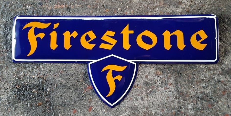 Firestone banden mooi emaillen reclame bord en veel andere, Reclamebord, Ophalen of Verzenden, Zo goed als nieuw, Info@americansaleshop.nl