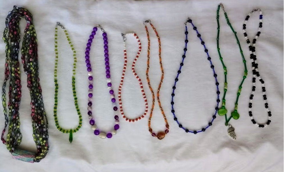 Halsketting kralen glas steen kettingen kraal sieraad, Sieraden, Tassen en Uiterlijk, Ophalen of Verzenden, Zo goed als nieuw