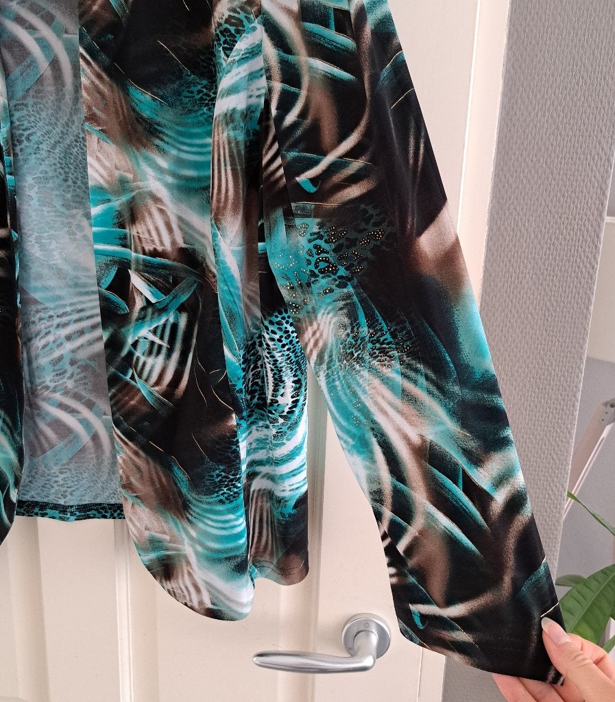 Hermann Lange blazer turquoise zwart goud maat 50 art 49048, Kleding | Dames, Hermann Lange, ., Zwart, Maat 46/48 (XL) of groter