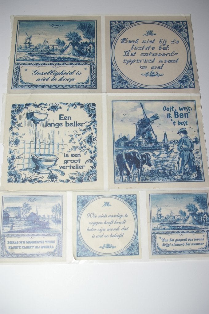 Vel met spreuken tegeltjes. Delfts blauw, Ophalen of Verzenden, Nieuw, Bedrijf of Vereniging