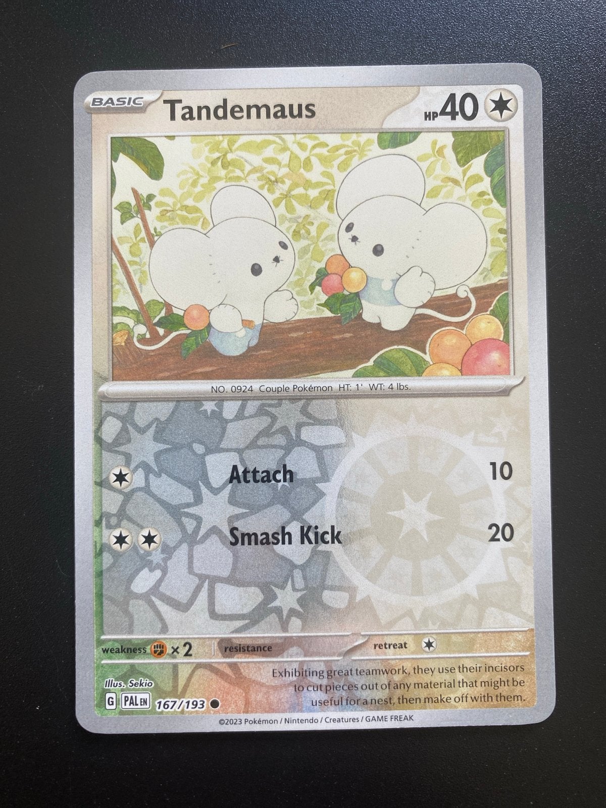 Tandemaus 167/193 Reverse Holo Pokémon Paldea Evolved, Ophalen of Verzenden, Zo goed als nieuw, Losse kaart, Foil