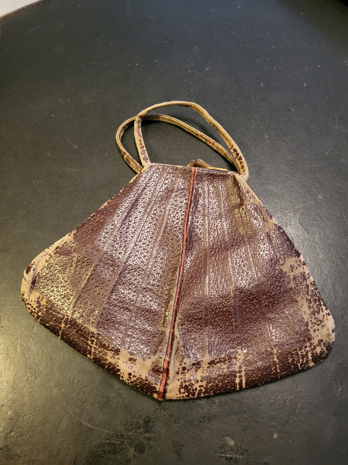 Vintage beursje/portemonnee met metalen sluiting, Ophalen of Verzenden