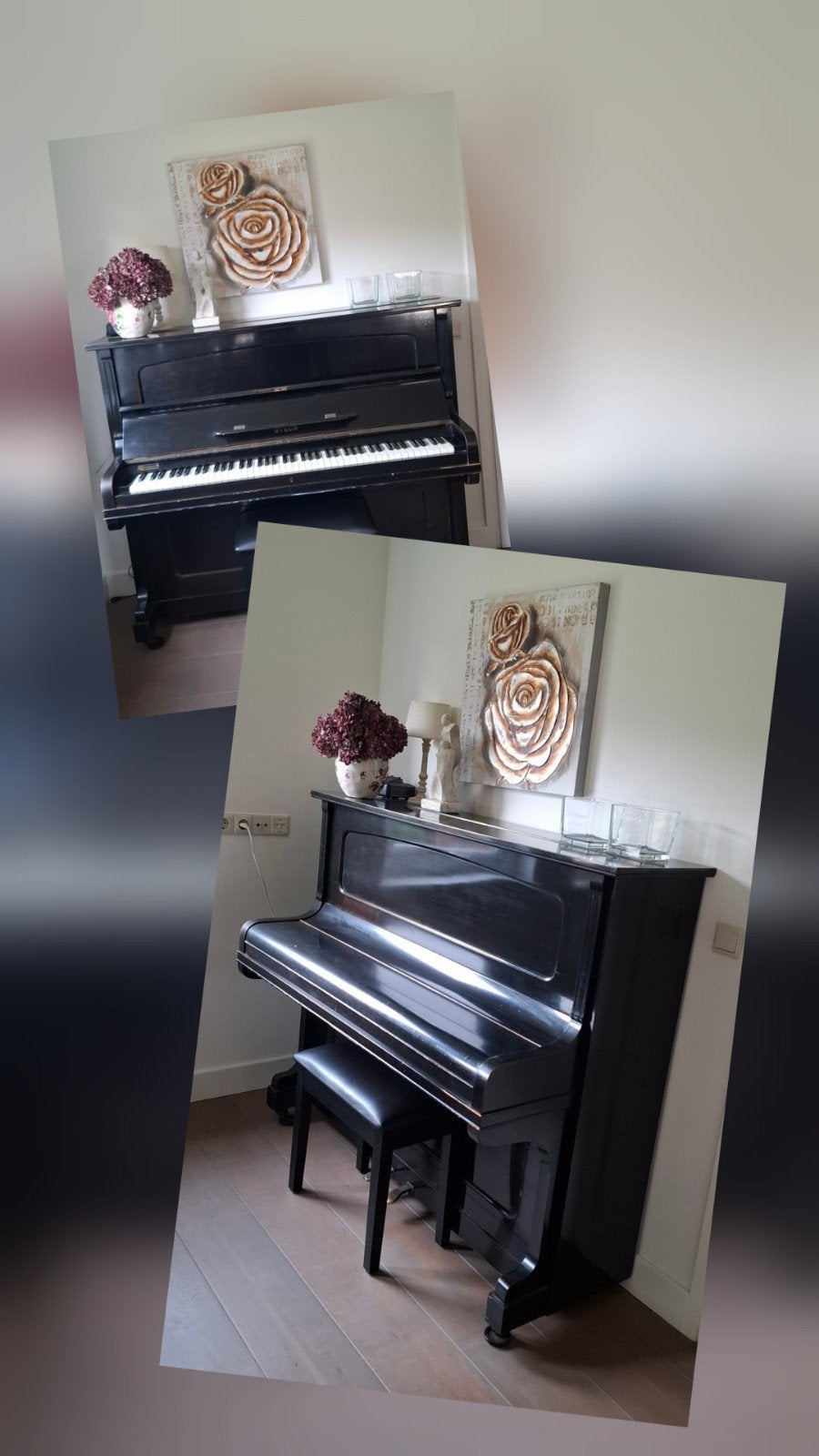 Foto 3 van Antieke zwarte Steck Piano van C. Quispel Rotterdam met kruk