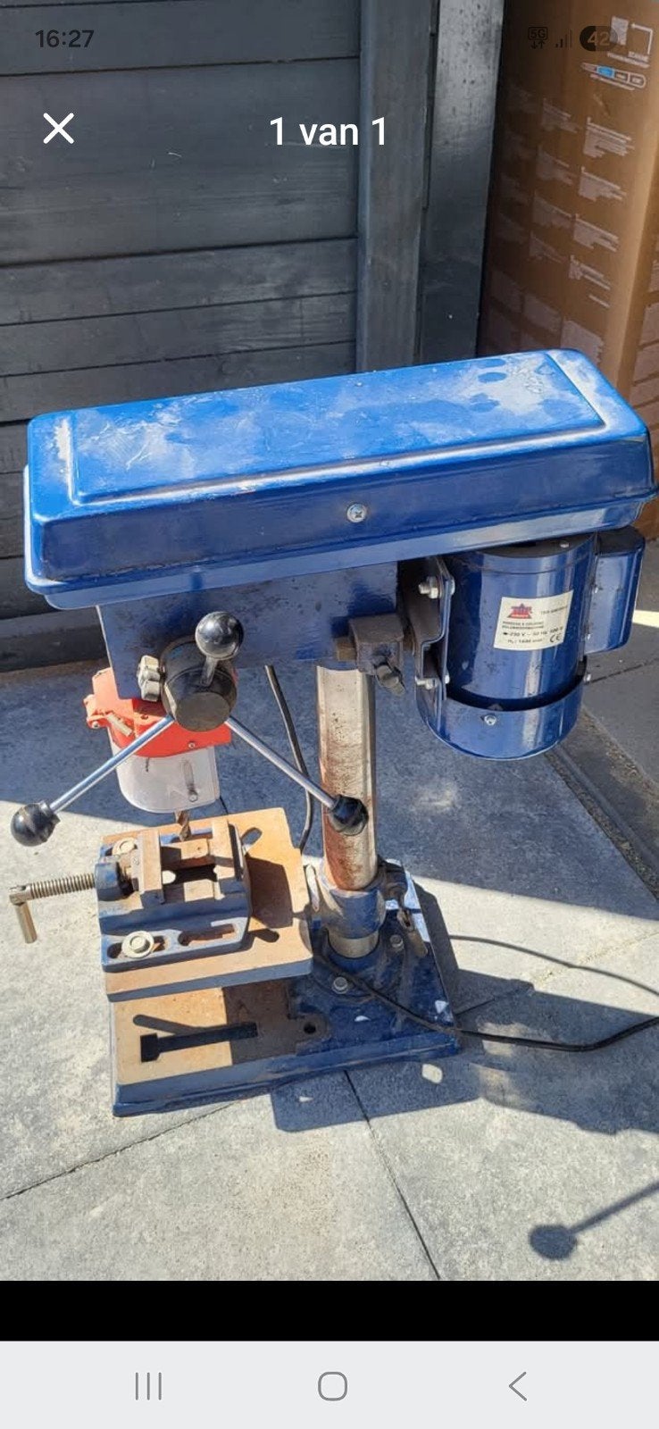 Robuuste Kolomboormachine - Blauw, Inclusief Bankschroef, Doe-het-zelf en Verbouw, Ophalen of Verzenden, Gebruikt, 600 watt of meer