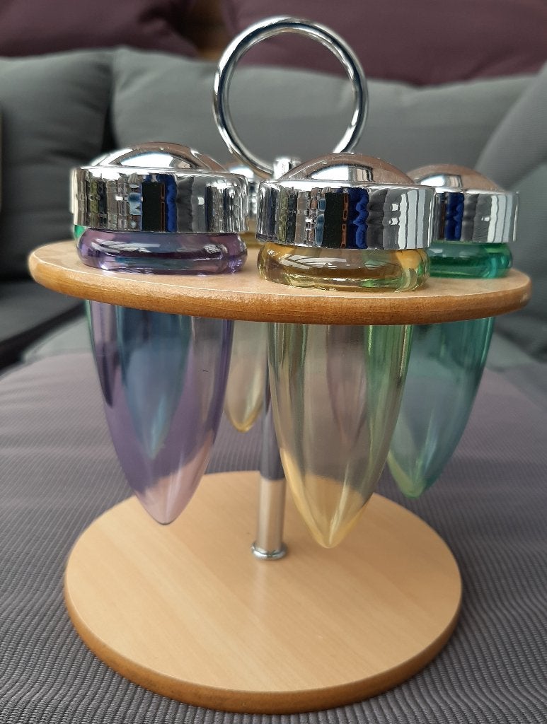 6 Kruidenpotjes op houten standaard, Ophalen, Nieuw, Kunststof