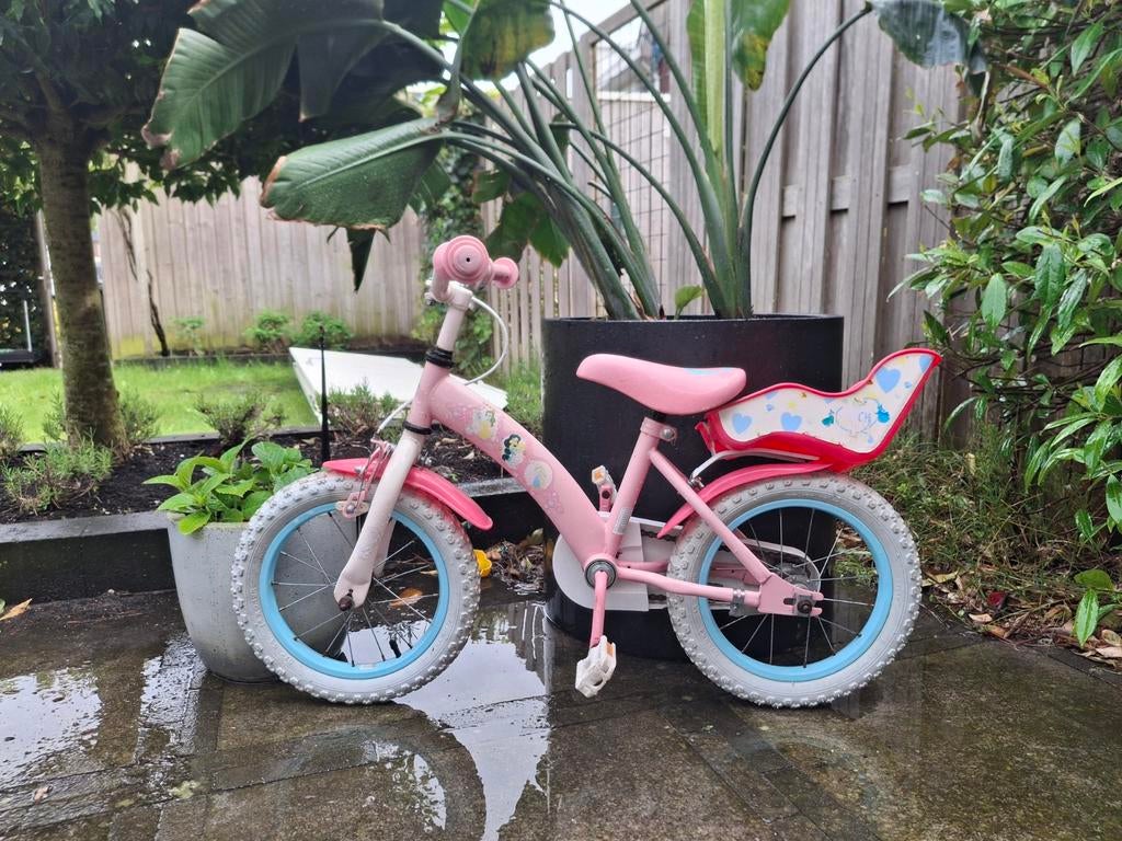 Kinderfiets meisje prinsessen 14 inch, Ophalen, Zo goed als nieuw, Terugtraprem, Minder dan 16 inch