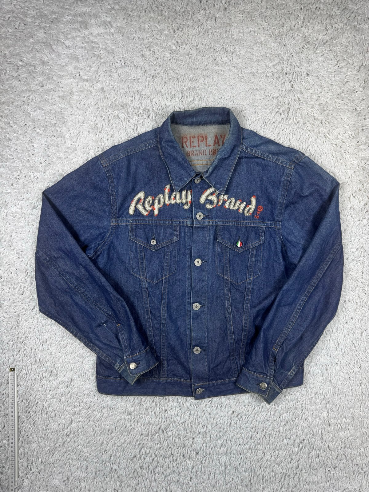 Replay Vintage Y2K 1981 Denim Jacket Geborduurd Blauw XXL, B, B, Overige maten, H