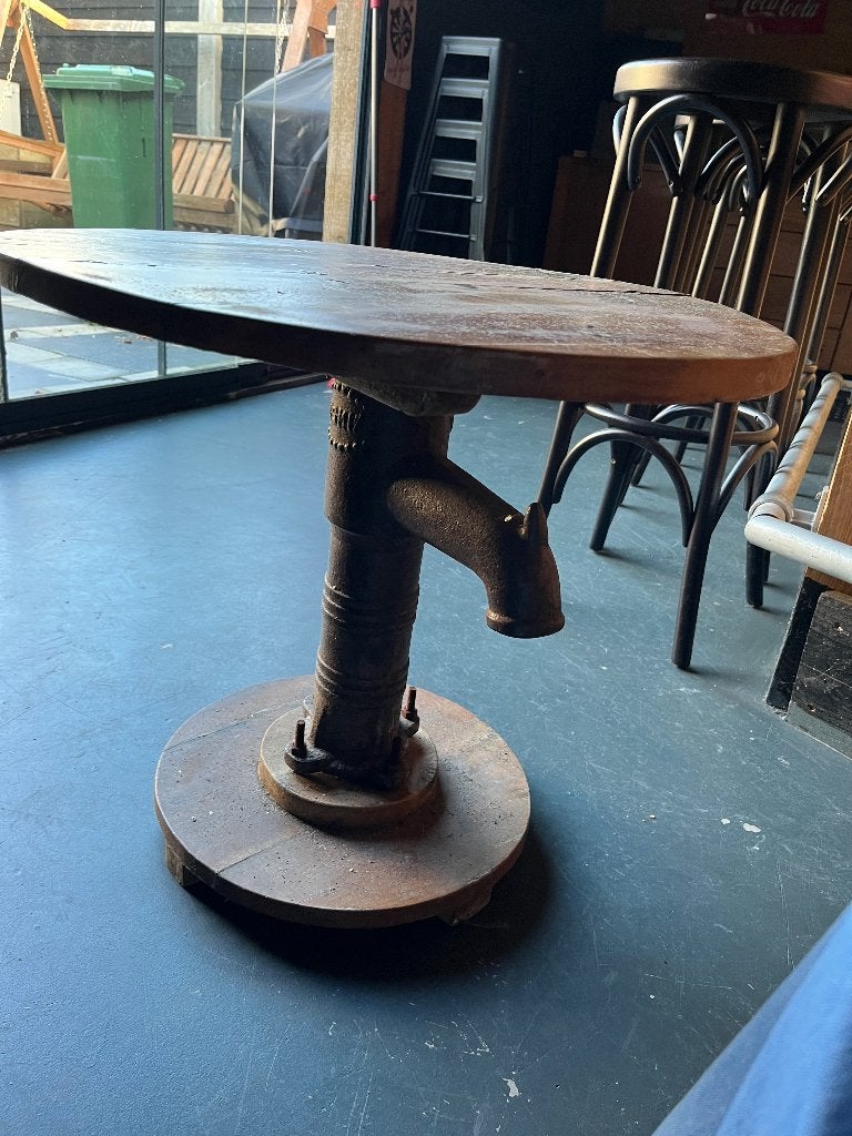 Industriële bijzettafel, Gebruikt, Rond, 55 tot 75 cm, Industriële