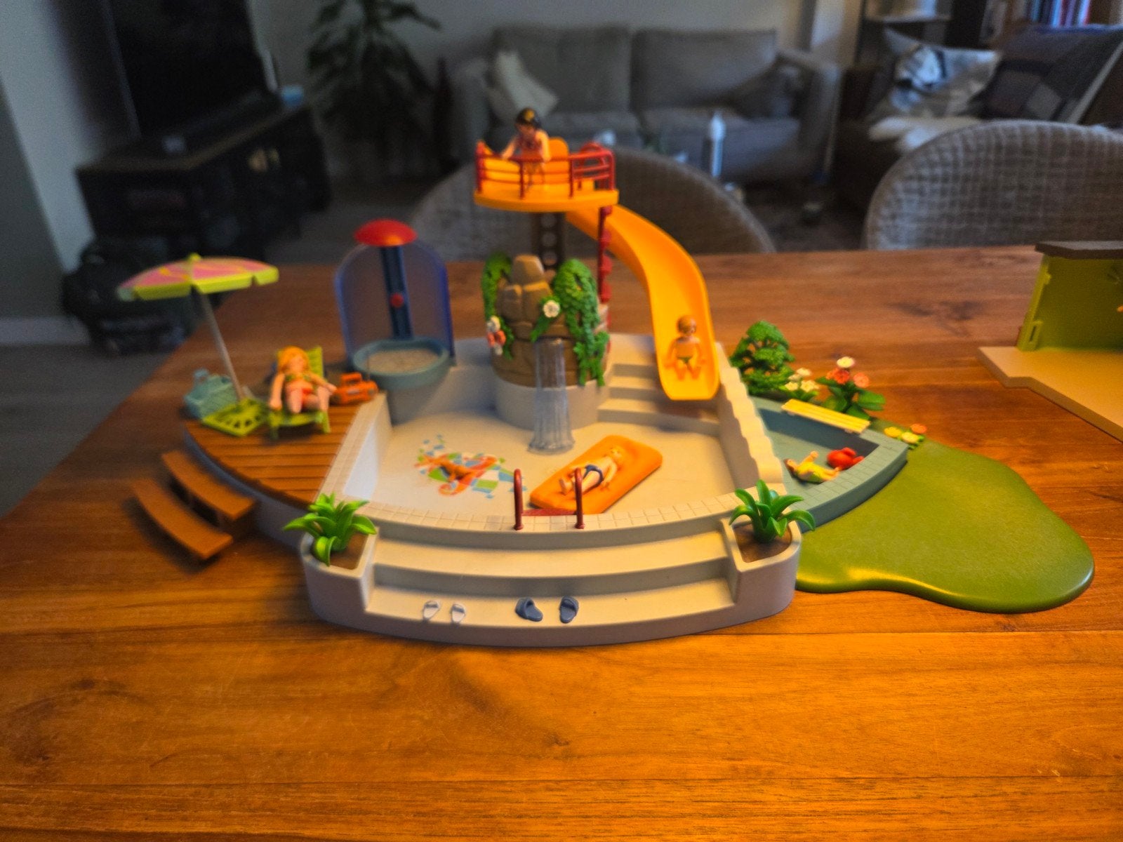 Playmobil Zwembad met Glijbaan en Figuren, Gebruikt, Complete set, Overige typen, Ophalen of Verzenden