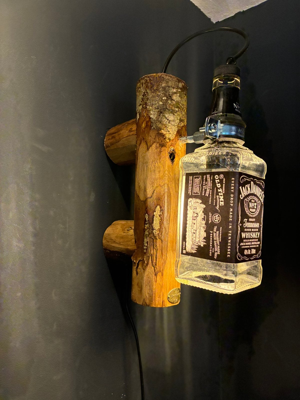 Jack Daniel’s Wandlamp kastanje rondhout, Ophalen of Verzenden, Nieuw, Glas, Mancave