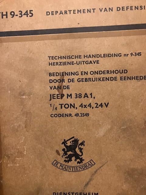 OK + smeerkaarten Jeep Nekaf, Laro, YA 126, VW, ex NL leger, Verzamelen, Militaria | Algemeen, Ophalen of Verzenden, Landmacht