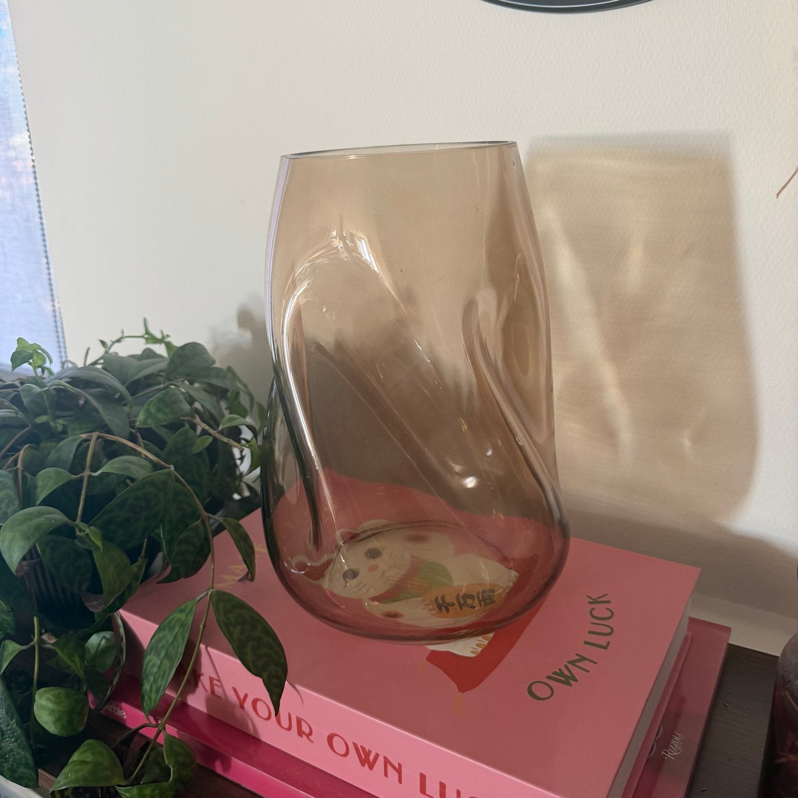 Glazen vaas met uniek gedraaid design Bloomingville, Ophalen, Zo goed als nieuw, Bruin, Glas