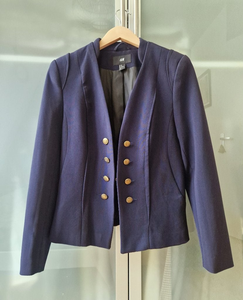 H&M donkerblauw officier blazer maat 40 nieuw, Maat 38/40 (M), H&M, Nieuw, Verzenden