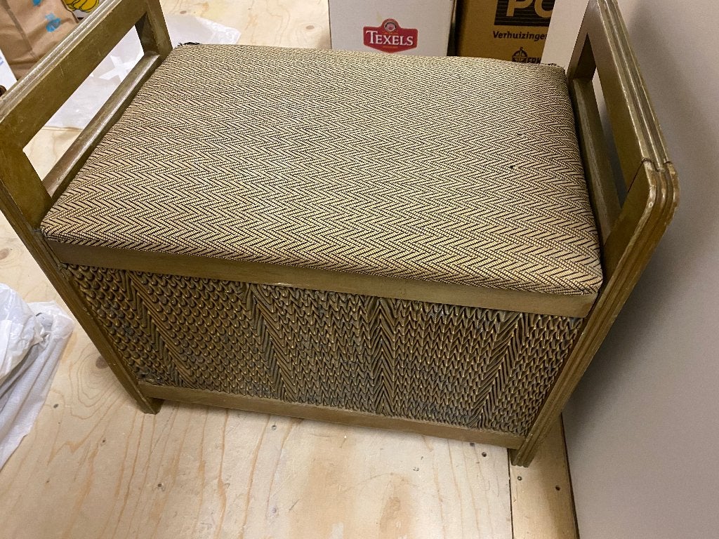 Vintage bankje met opberg mogelijkheden., Ophalen