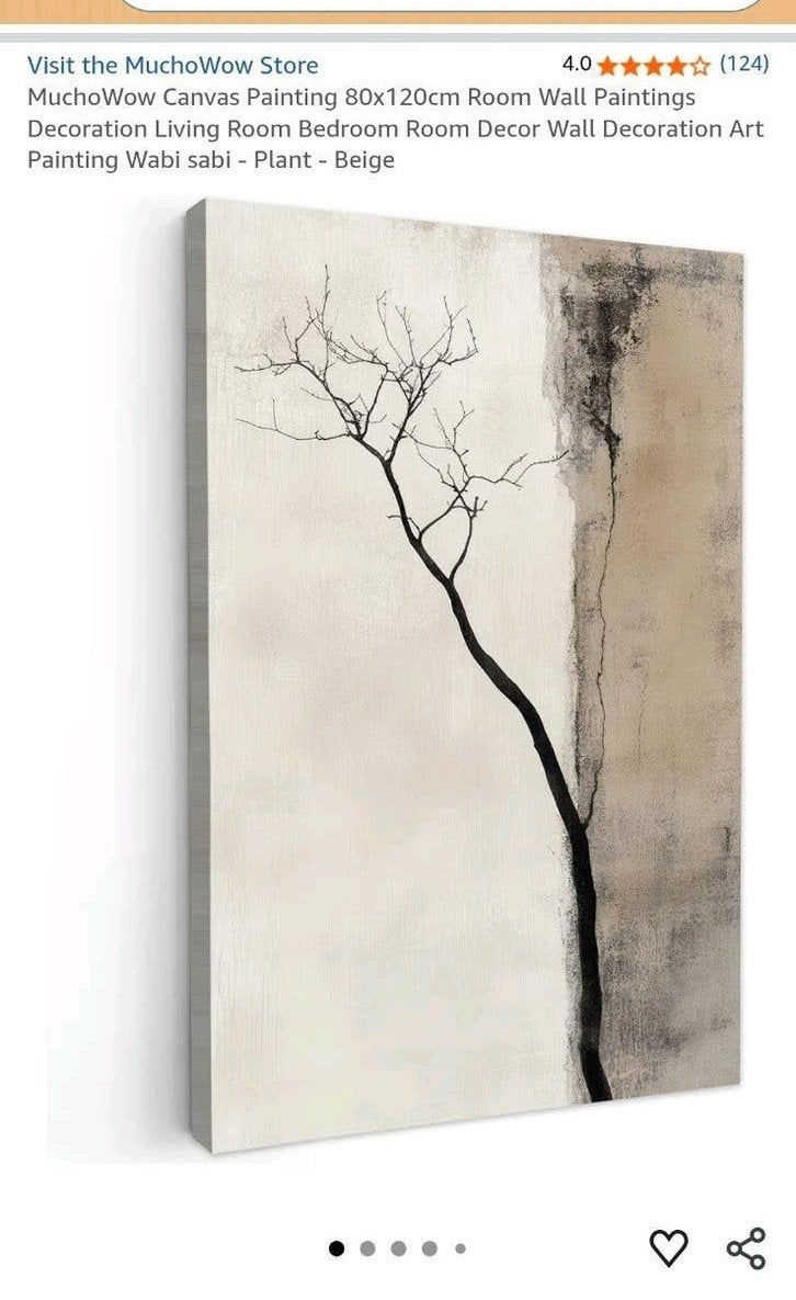 Canvas Schilderij Wabi Sabi Plant Beige 80x120cm, Huis en Inrichting, Woonaccessoires | Schilderijen, Tekeningen en Foto's, Nieuw
