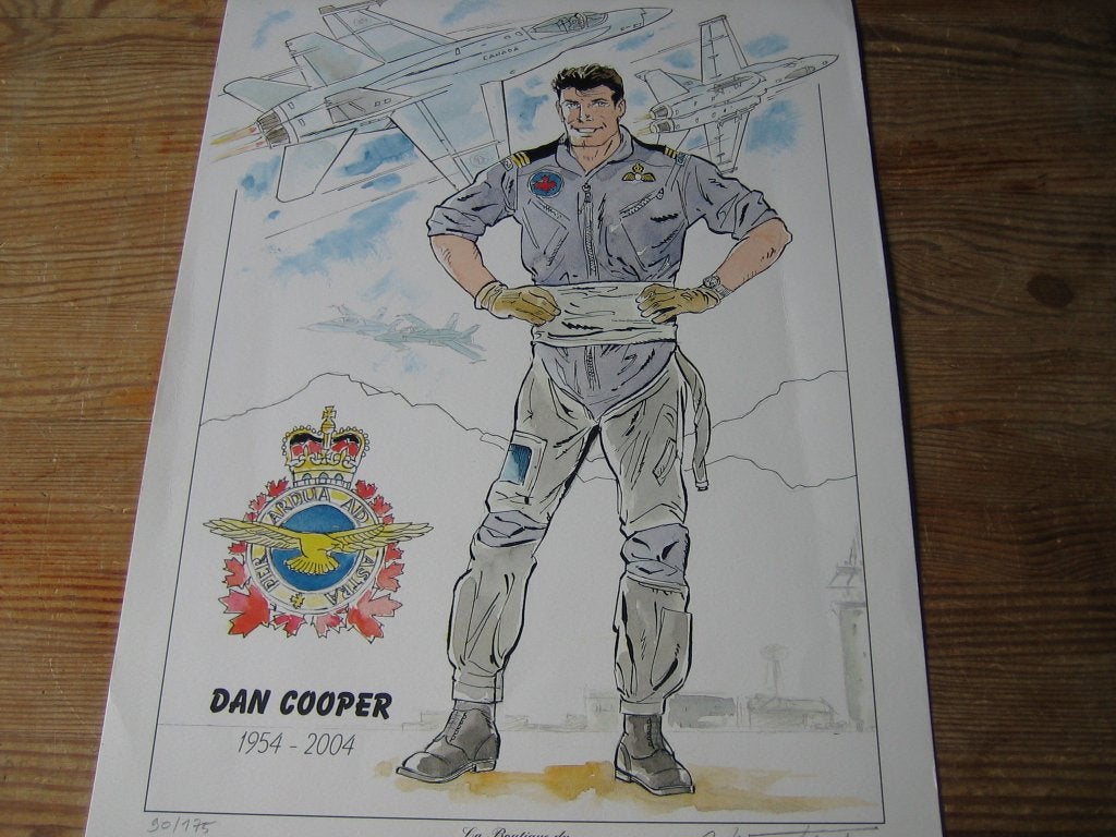 Dan Cooper Jubileum prent - gesigneerd door Weinbert, Eén stripboek, Ophalen of Verzenden, Zo goed als nieuw