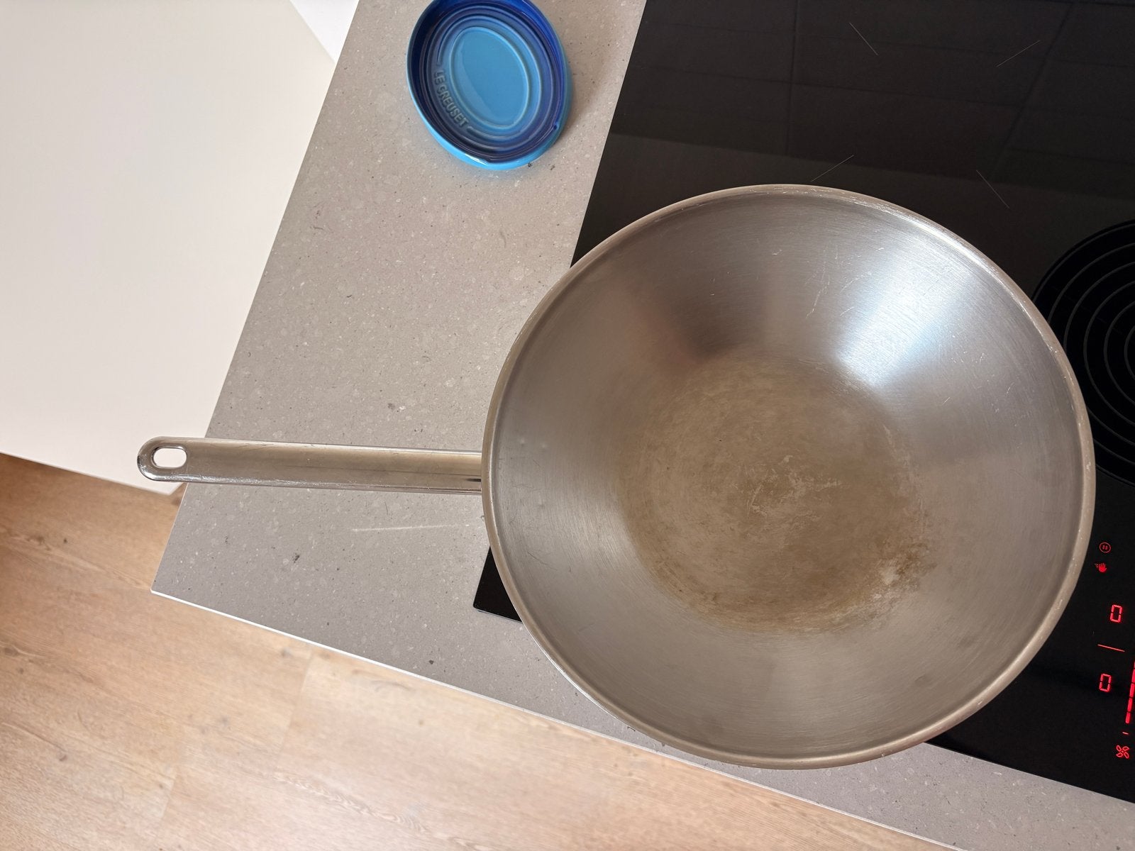 Demeyere wokpan 31cm - Gebruikt, Ophalen, Demeyere, Gebruikt, Rvs