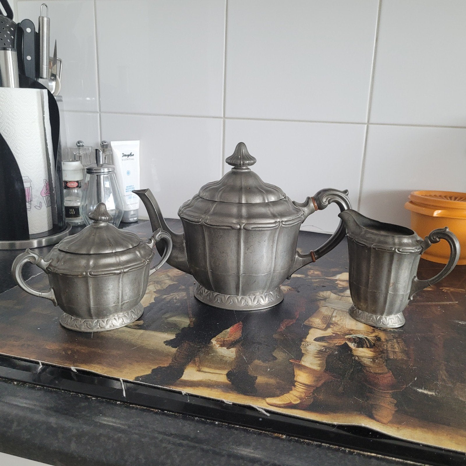 Antiek Kayserzinn Tinnen Theeservies (4941), Antiek en Kunst, Ophalen