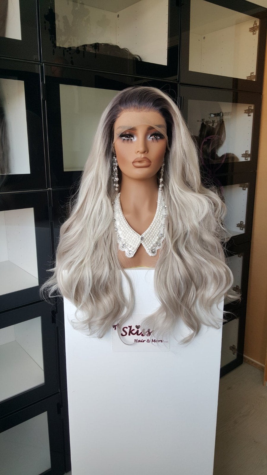 Luxe Lace Pruik: Uitgroei AsBlond - Ijs  Blond - Slag - Vol, Ophalen of Verzenden, Nieuw, Pruik of Haarverlenging