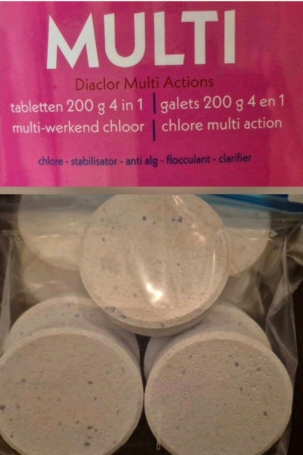 Chloortabletten multi 4 in 1 a 200 gram 1 kilo, Ophalen of Verzenden, Nieuw, Reinigingsmiddel