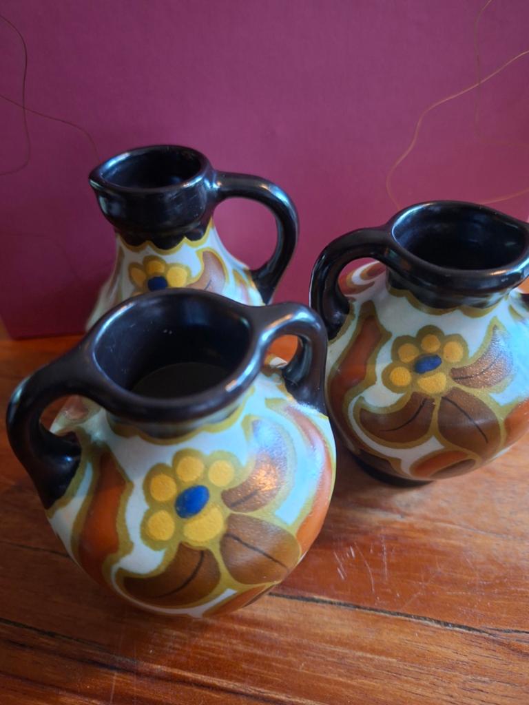 Set van 3 Plateel vintage minikannetjes, Antiek en Kunst, Ophalen of Verzenden