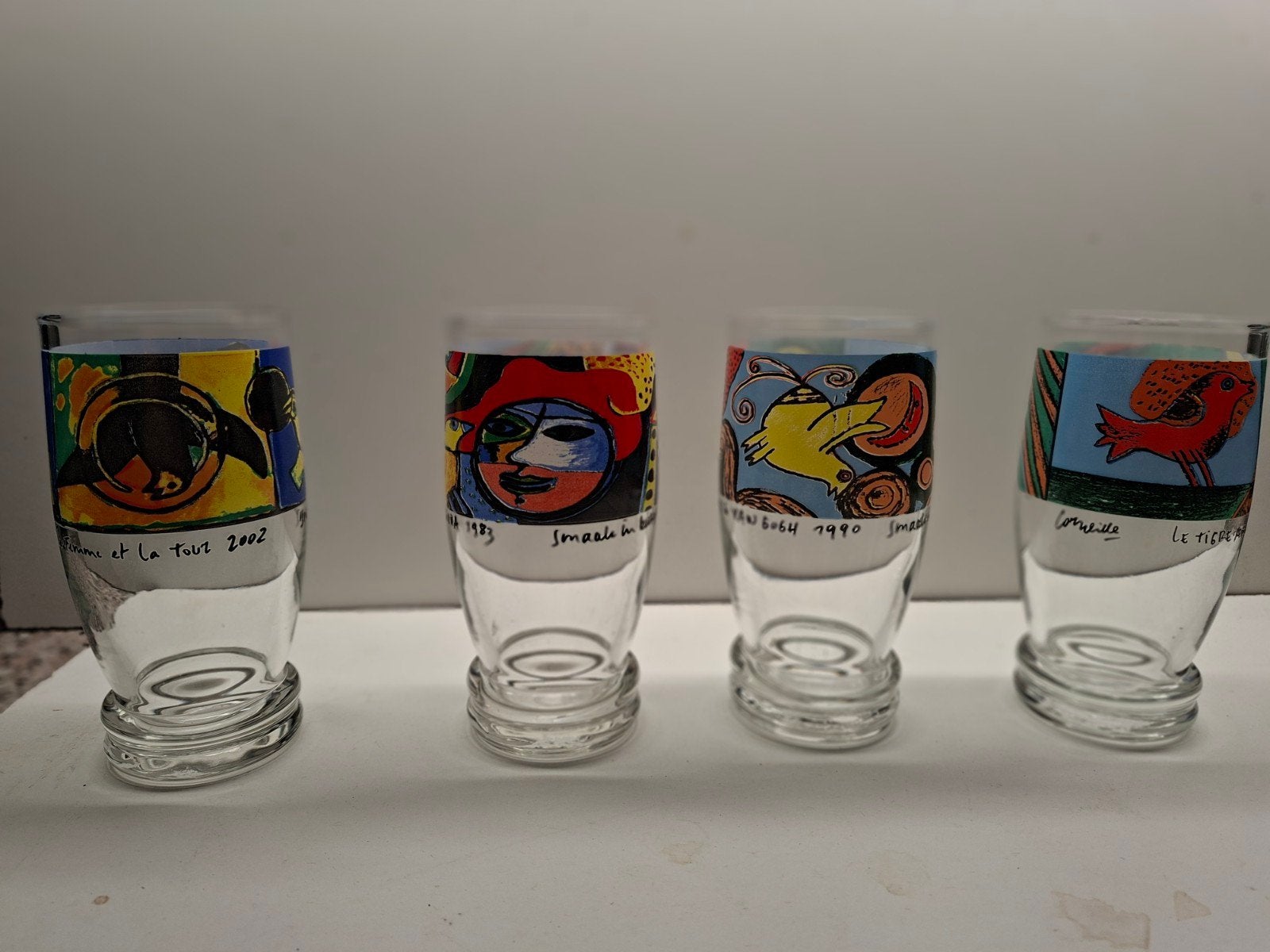 Set van 4 Corneille Hommage aan Cobra glazen, Ophalen of Verzenden