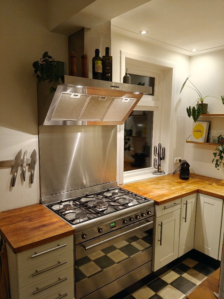 Hoekkeuken incl. Smeg fornuis & Bosch koelkast, Ophalen, Gebruikt, Wit, Hoekkeuken