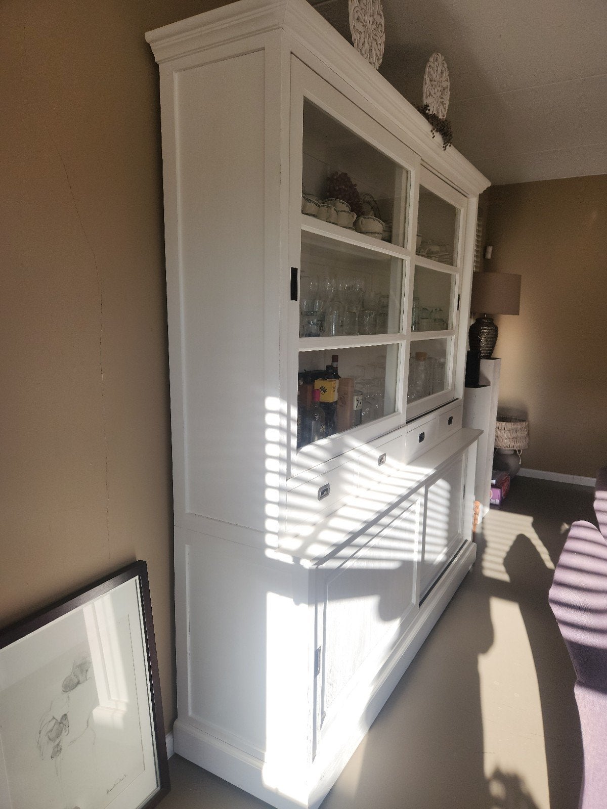 Grote witte apothekerskast van Doc Living, Huis en Inrichting, Kasten | Dressoirs, Ophalen, Landelijk, 200 cm of meer, Overige houtsoorten