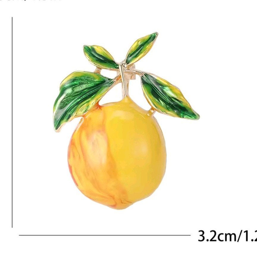 Nieuwe Citroen Broche - Geel en Groen Emaille, Ophalen, Nieuw, Minder dan 4 cm, Geel
