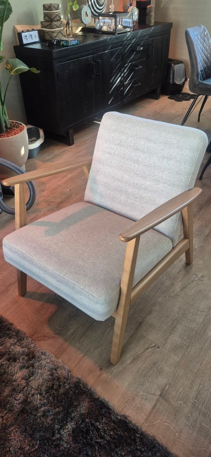 IKEA EKENÄSET Fauteuil, eiken/Gunnared beige, Huis en Inrichting, 75 tot 100 cm, Ophalen of Verzenden, Zo goed als nieuw, Stof