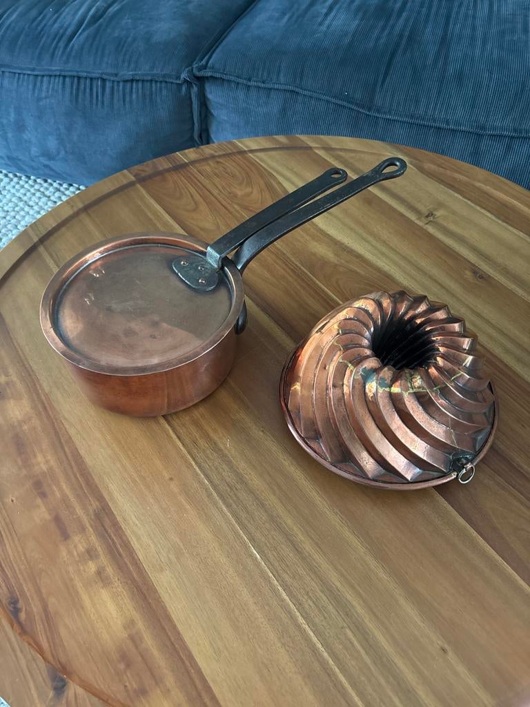 Koperen pan en bakvorm - Vintage keukengerei, Ophalen