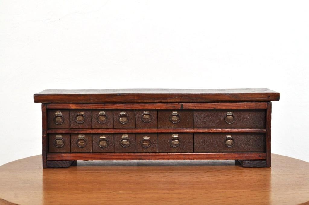 Antiek horlogemakerskastje ladekastje kastje circa 1920, Minder dan 50 cm, Gebruikt, 5 laden of meer, Grenenhout