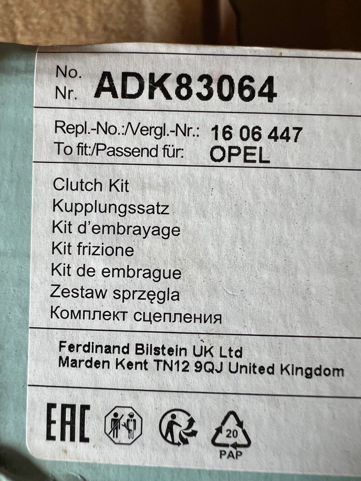 KOPPELING SET. Opel/Suzuki., Ophalen of Verzenden, Nieuw, Opel
